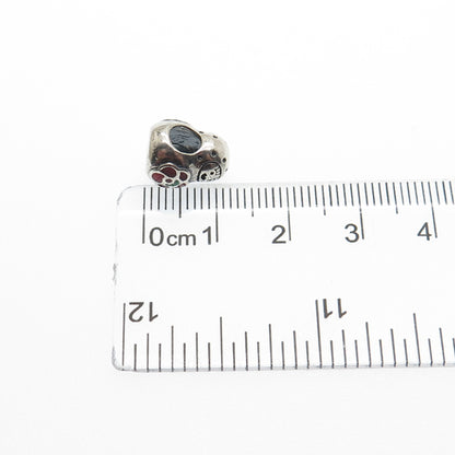 925 Sterling Silver Vintage Enamel Flower Baby Doll Bead Charm