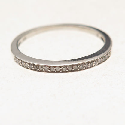 925 Sterling Silver Real Diamond Half Eternity Stackable Band Ring Size 10