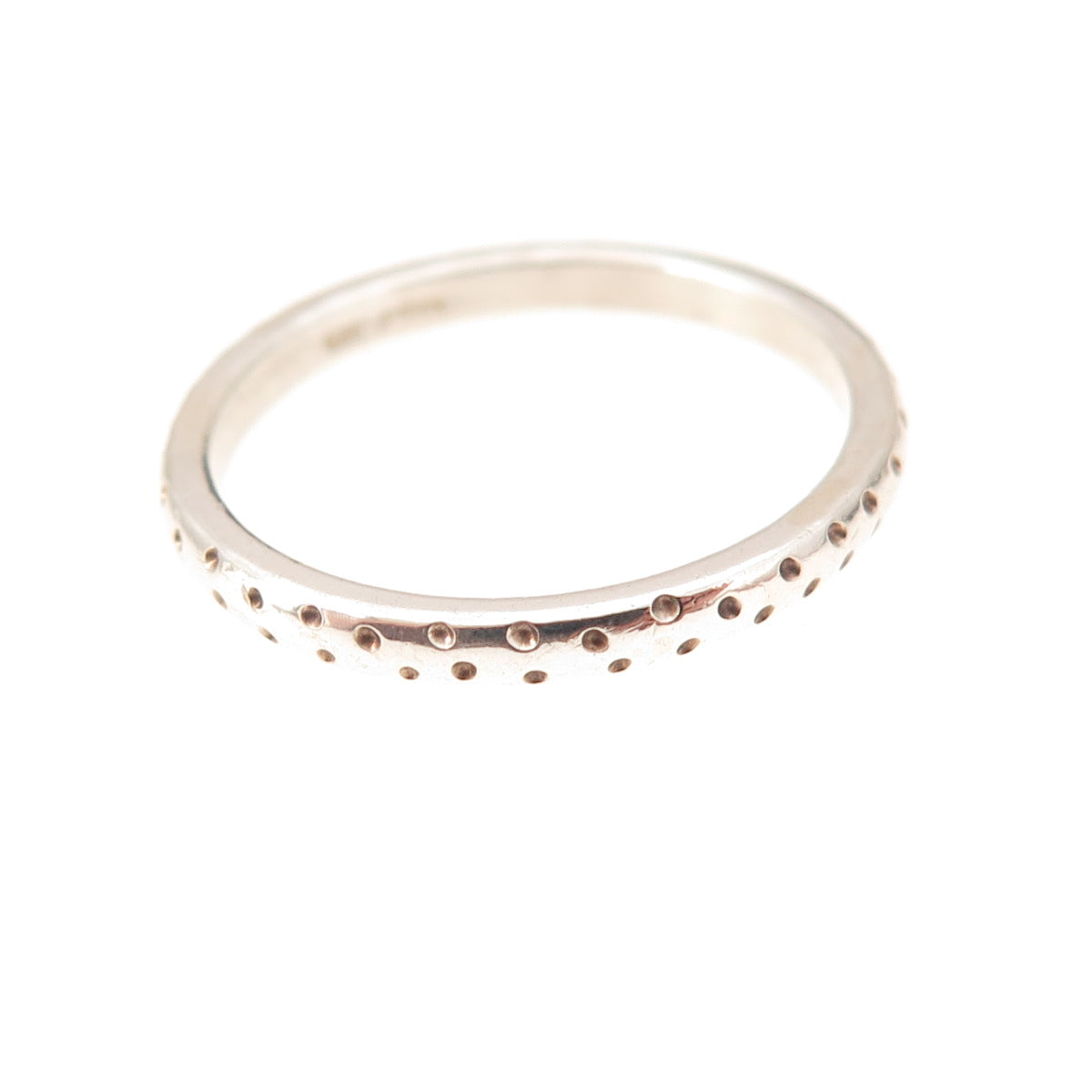 Estelle 925 Sterling Silver Vintage Dotted Oxidized Band Ring Size 7