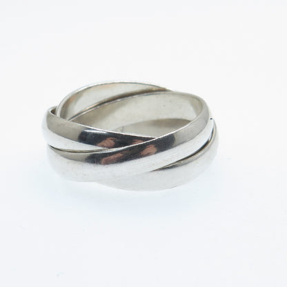 GOLDMAN KOLBER Sterling Silver Vintage Italy Interlocked Trinity Ring Size 6.5