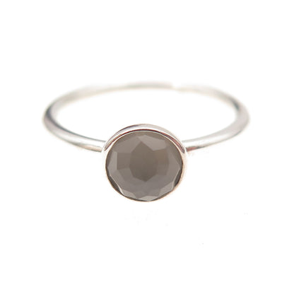 Pandora 925 Sterling Silver Real Gray Moonstone June Birthday Blooms Ring Size 6