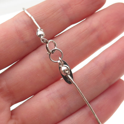 925 Sterling Silver Vintage Real Turquoise Beads Liquid Chain Necklace 18"