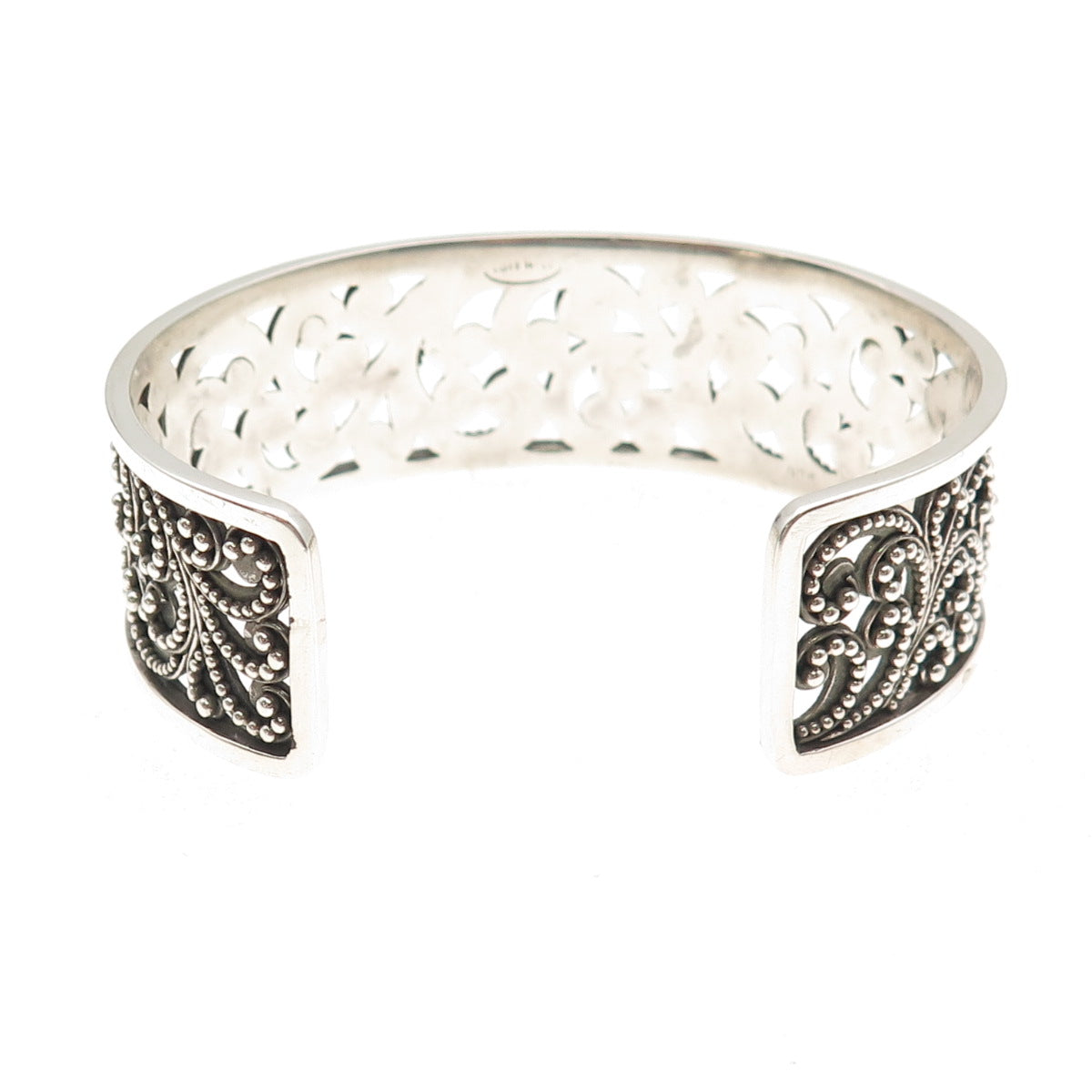 Lois Hill 925 Sterling Silver Vintage Granulated Scroll Adjustable Bracelet 7"