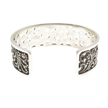 Lois Hill 925 Sterling Silver Vintage Granulated Scroll Adjustable Bracelet 7"
