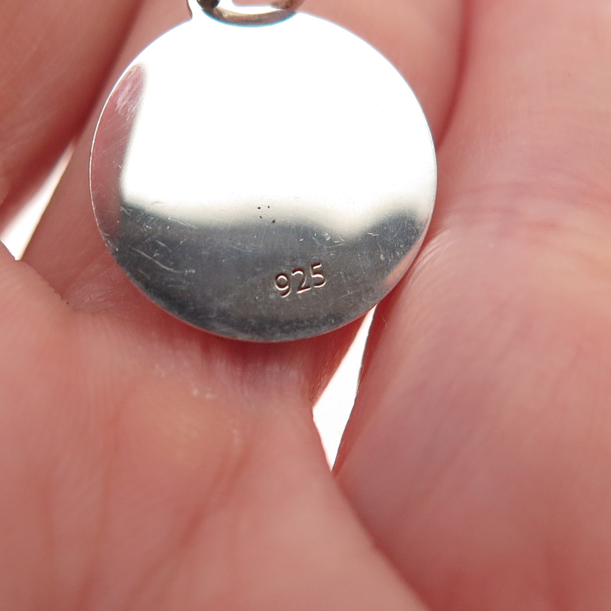 925 Sterling Silver Blue Enamel Star of David Round Tag Mini Charm Pendant
