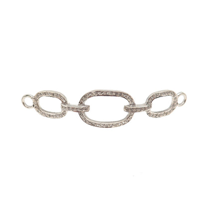 925 Sterling Silver Real Round-Cut Diamond ID Bracelet Centerpiece Part