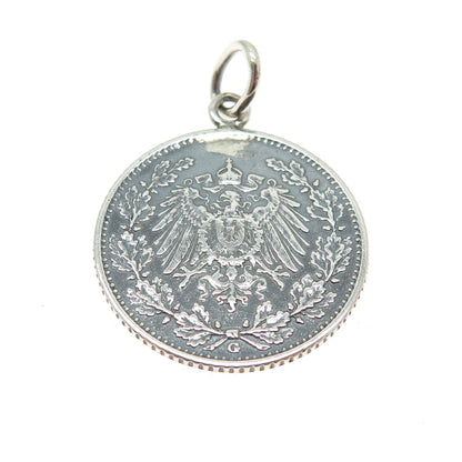 900 Silver Antique 1906 Germany "½ Mark - Wilhelm II" Coin Pendant