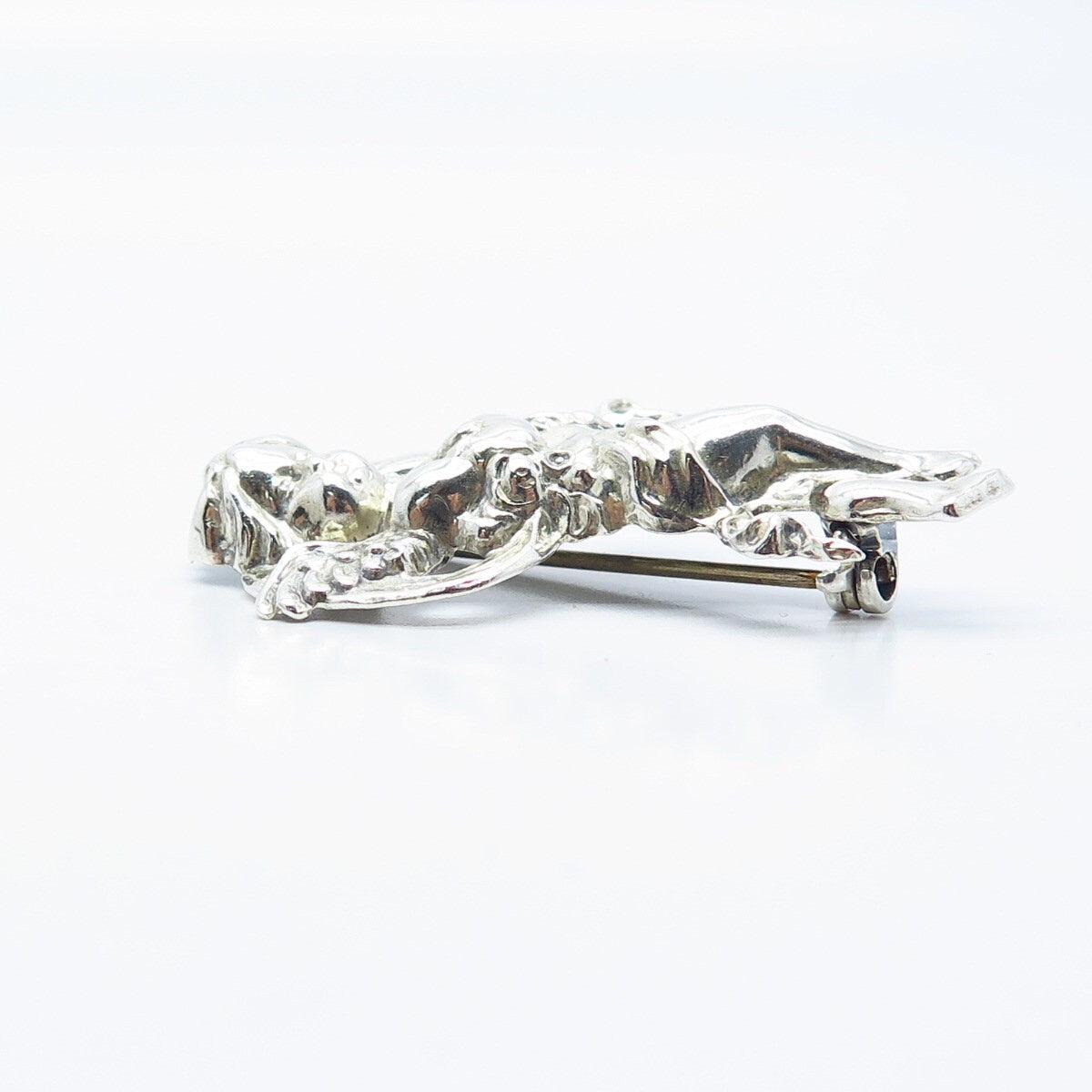 925 Sterling Silver Vintage Angel Cherub Pin Brooch