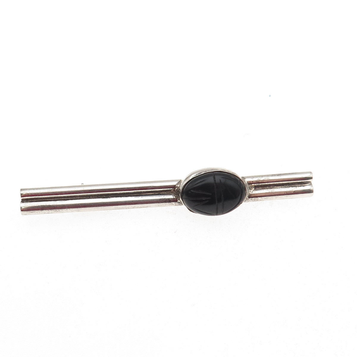 GFMW Great Falls Metal Works 925 Sterling Vintage Real Black Onyx Scarab Brooch