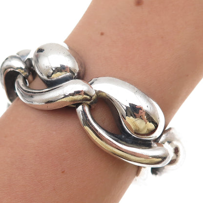 925 Sterling Silver Vintage Modernist Oxidized Bracelet 7.25"