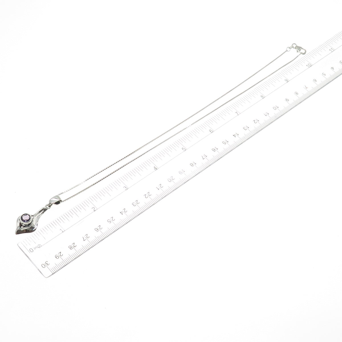 HAGIT GORALI 925 Sterling Silver Vintage Israel Amethyst Box Chain Necklace 18"