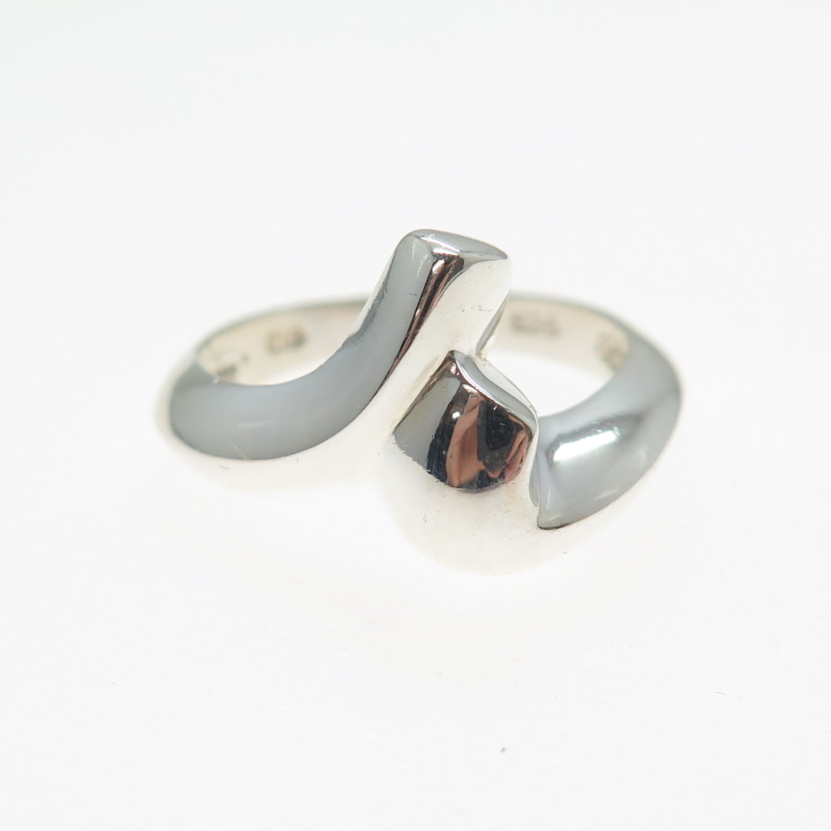 CLYDE DUNEIER CID 925 Sterling Silver Vintage Modernist Ring Size 6.25