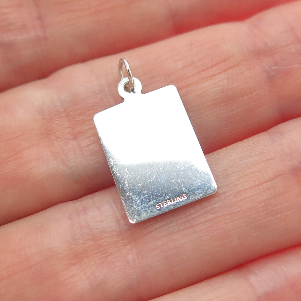 925 Sterling Silver Red Enamel Happy Phony, Romantic Minimalist Charm Pendant
