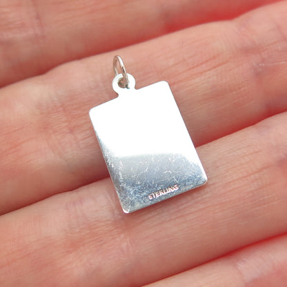 925 Sterling Silver Red Enamel Happy Phony, Romantic Minimalist Charm Pendant