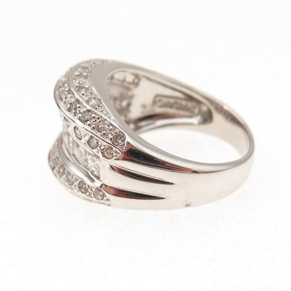Chapal Zenray 925 Sterling Silver Princess & Round-Cut C Z Ring Size 8