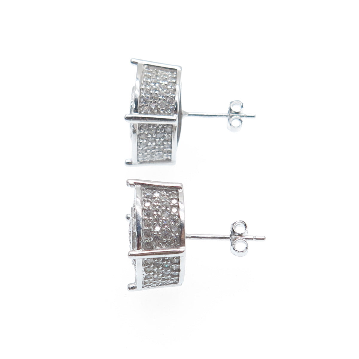 925 Sterling Silver Round-Cut C Z Sparkle Wheel Stud Earrings