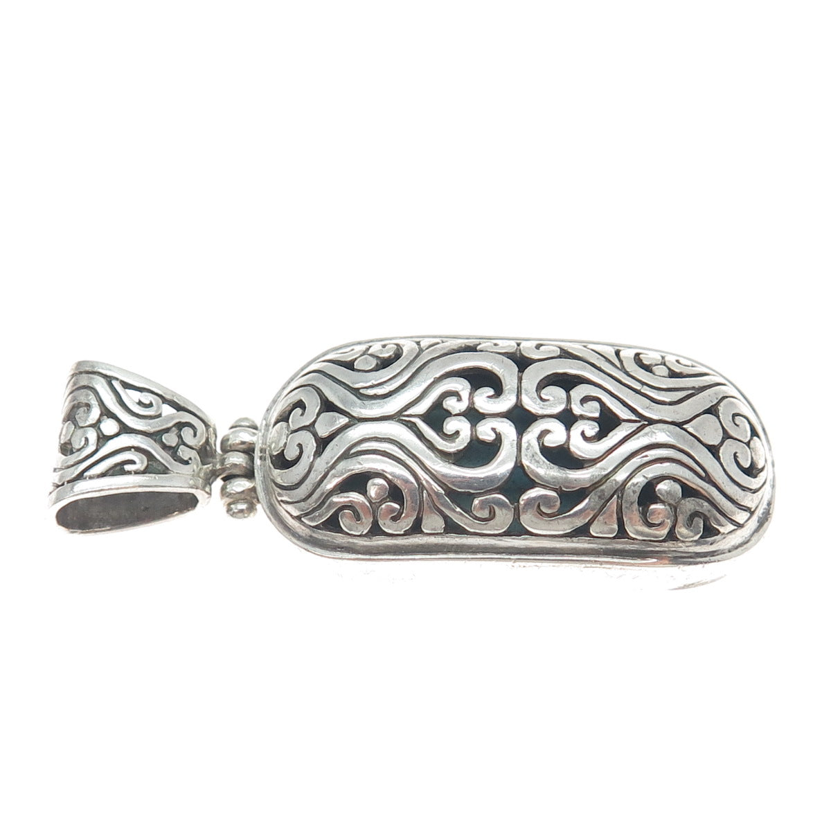 925 Sterling Silver Vintage Ornate Heart Oxidized Pendant