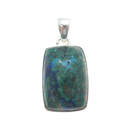925 Sterling Silver Vintage Real Chrysocolla Charm Pendant