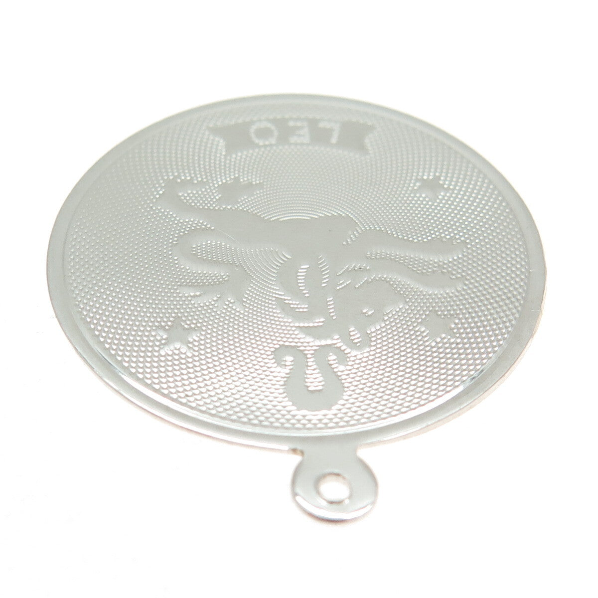 925 Sterling Silver Vintage Leo Zodiac Sign Round Pendant