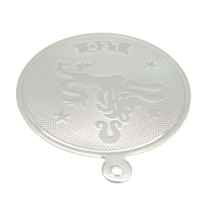 925 Sterling Silver Vintage Leo Zodiac Sign Round Pendant
