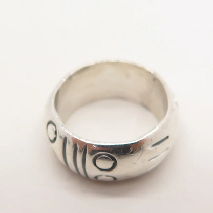 925 Sterling Silver Vintage Versani Etched Band Ring Size 6.25