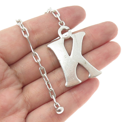 925 Sterling Silver Vintage Letter "K" Initial Key Fob Chain