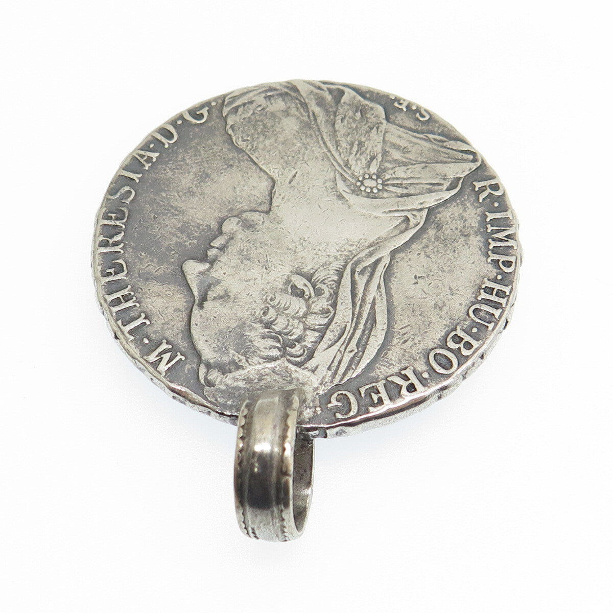 833 Silver Antique 1780 Austrian Empire "1 Thaler - Maria Theresia" Coin Pendant