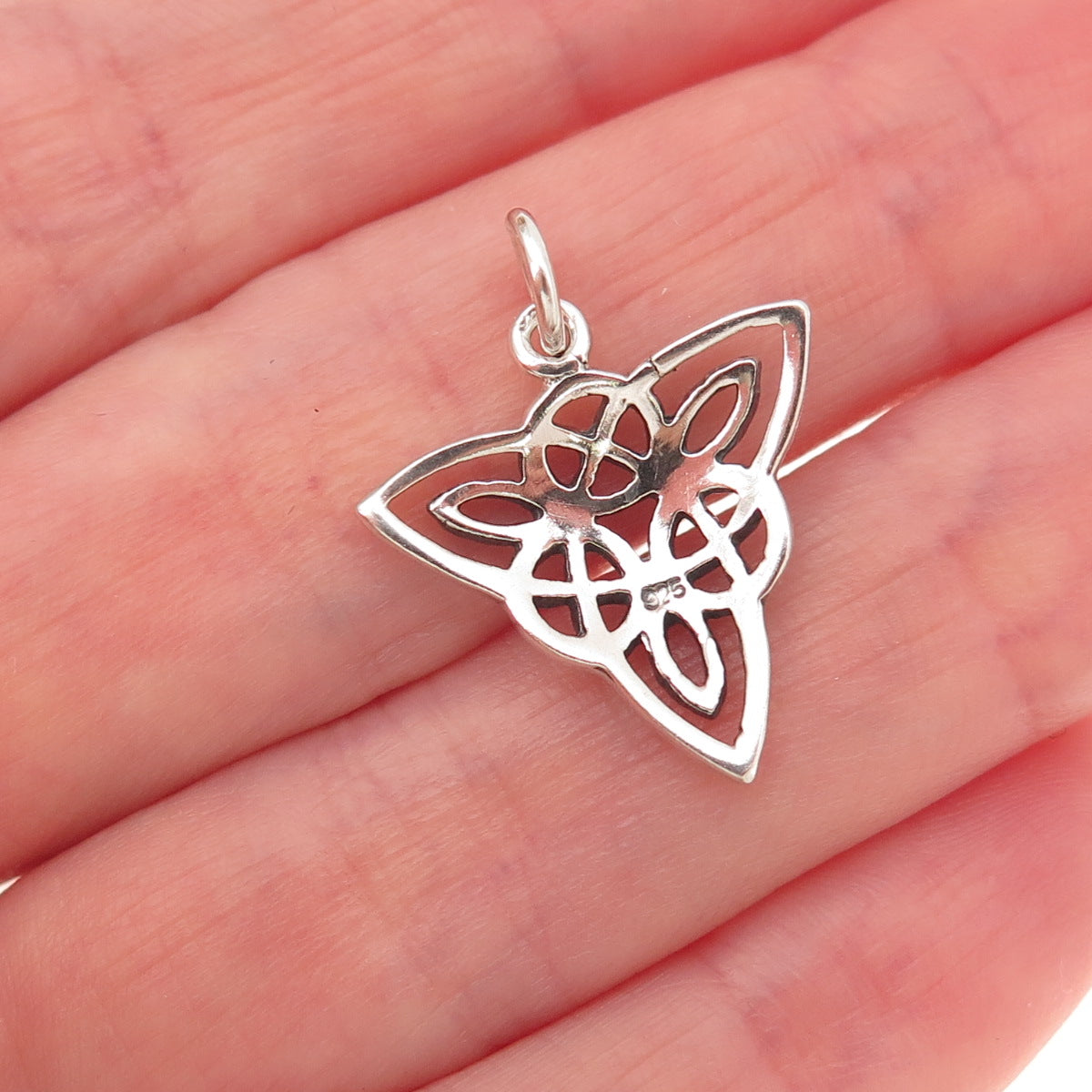 925 Sterling Silver Vintage Celtic Trinity Knot Oxidized Charm Pendant