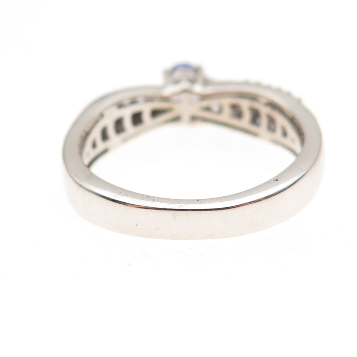 Chuck Clemency 925 Sterling Silver Real Tanzanite & White Topaz Ring Size 8