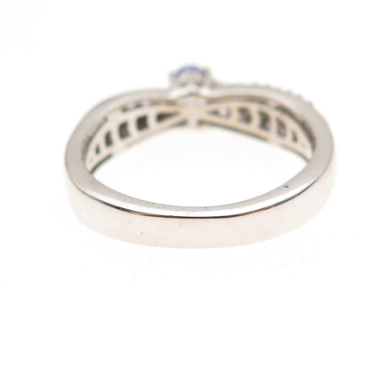 Chuck Clemency 925 Sterling Silver Real Tanzanite & White Topaz Ring Size 8