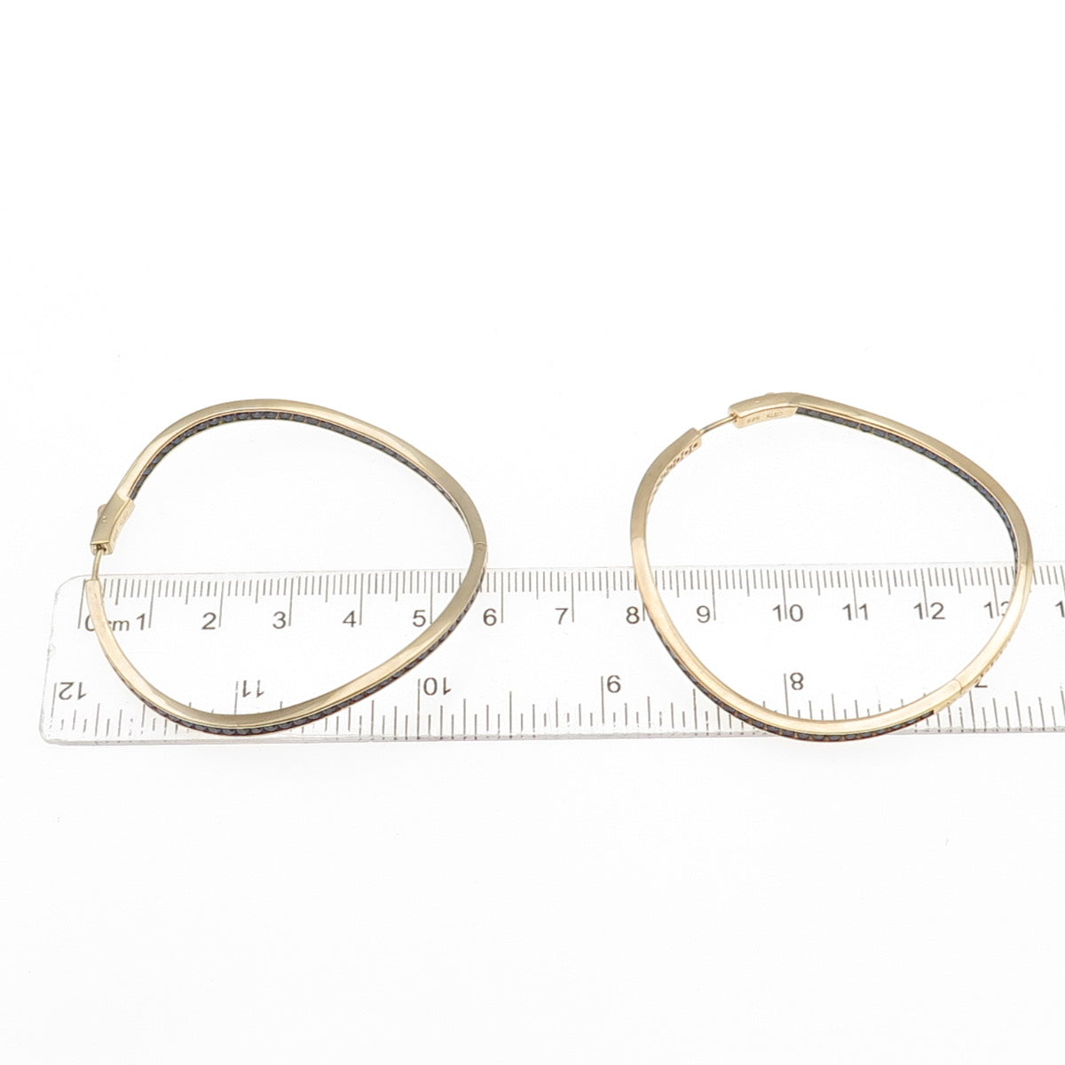 KLEO Sterling Silver Gold Plated Round-Cut Blue C Z Wavy In & Out Hoop Earrings