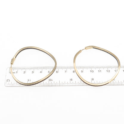 KLEO Sterling Silver Gold Plated Round-Cut Blue C Z Wavy In & Out Hoop Earrings