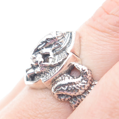 925 Sterling Silver Vintage Jaya Ganesha Elephant Oxidized Ring Size 7.25