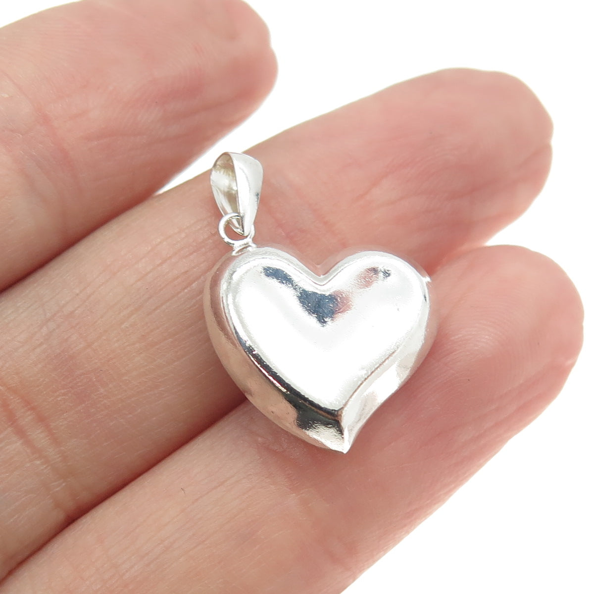 925 Sterling Silver Vintage Modernist Heart Charm Pendant