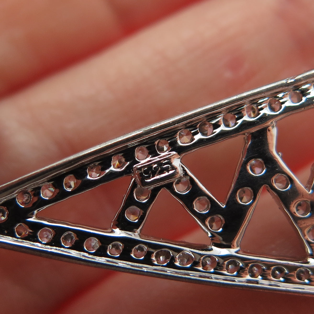 925 Sterling Silver Round-Cut C Z Zig Zag Sparkle Pendant