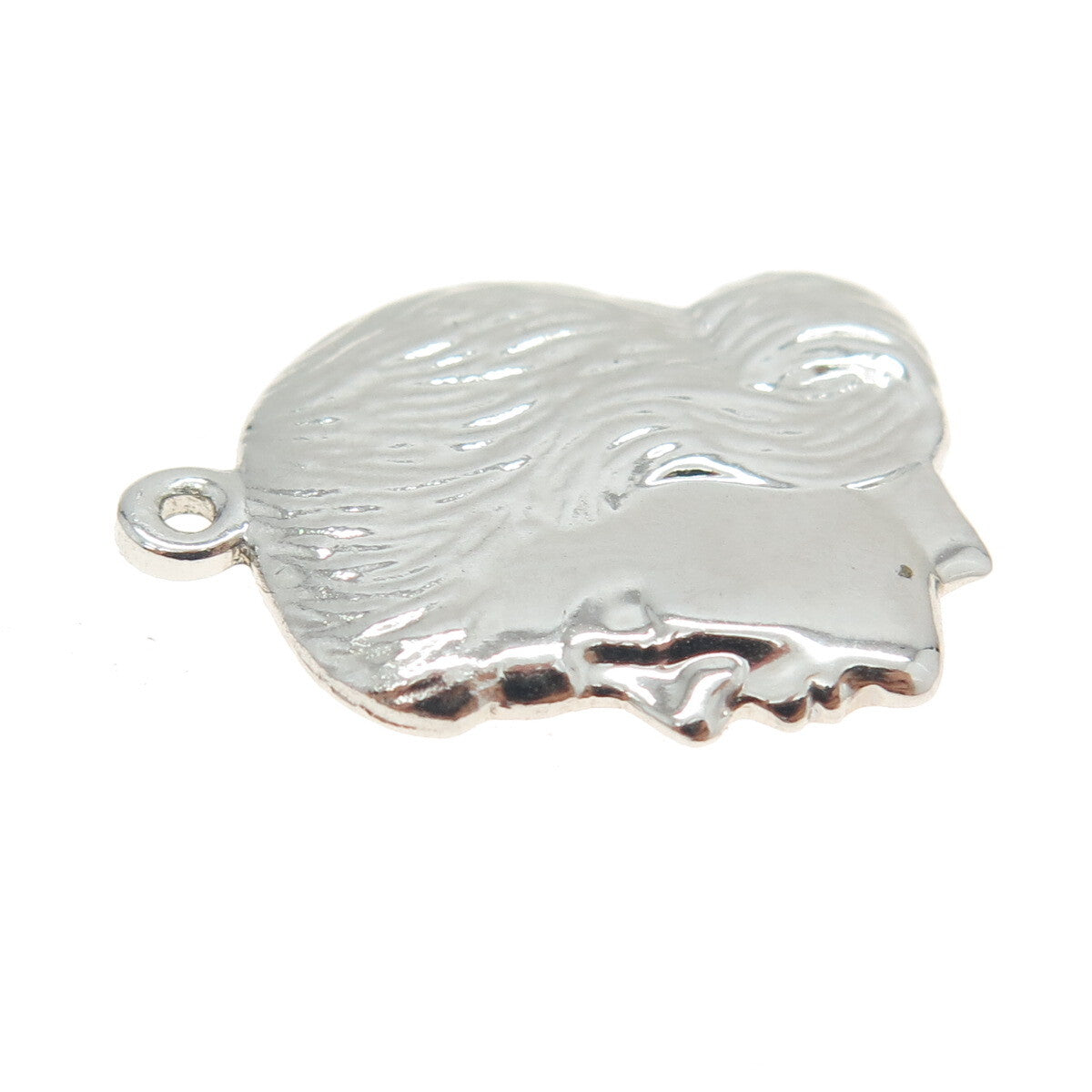 925 Sterling Silver Vintage Girl Face Profile Pendant