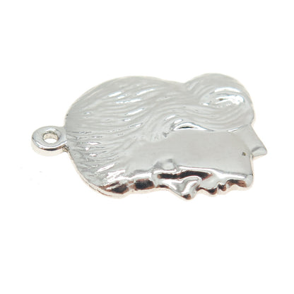 925 Sterling Silver Vintage Girl Face Profile Pendant