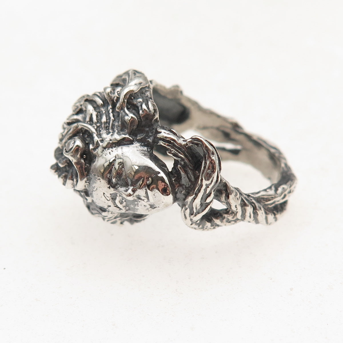 925 Sterling Silver Vintage Medusa Oxidized Ring Size 6
