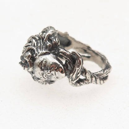 925 Sterling Silver Vintage Medusa Oxidized Ring Size 6