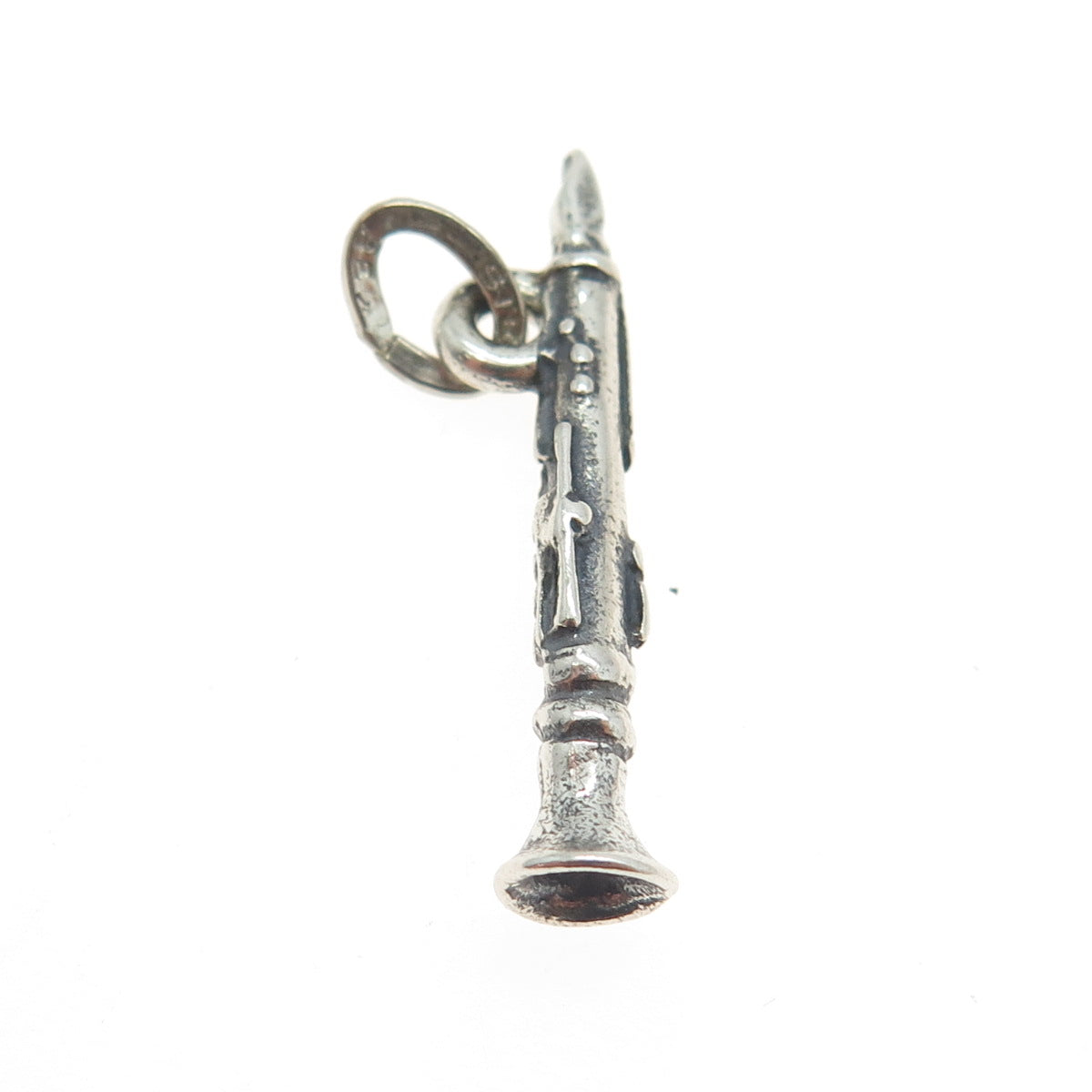 BEAU 925 Sterling Silver Vintage Clarinet Musical Instrument 3D Pendant