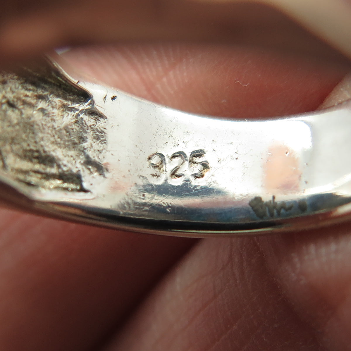 925 Sterling Silver Vintage Real Turquoise Modernist Dome Ring Size 5.5