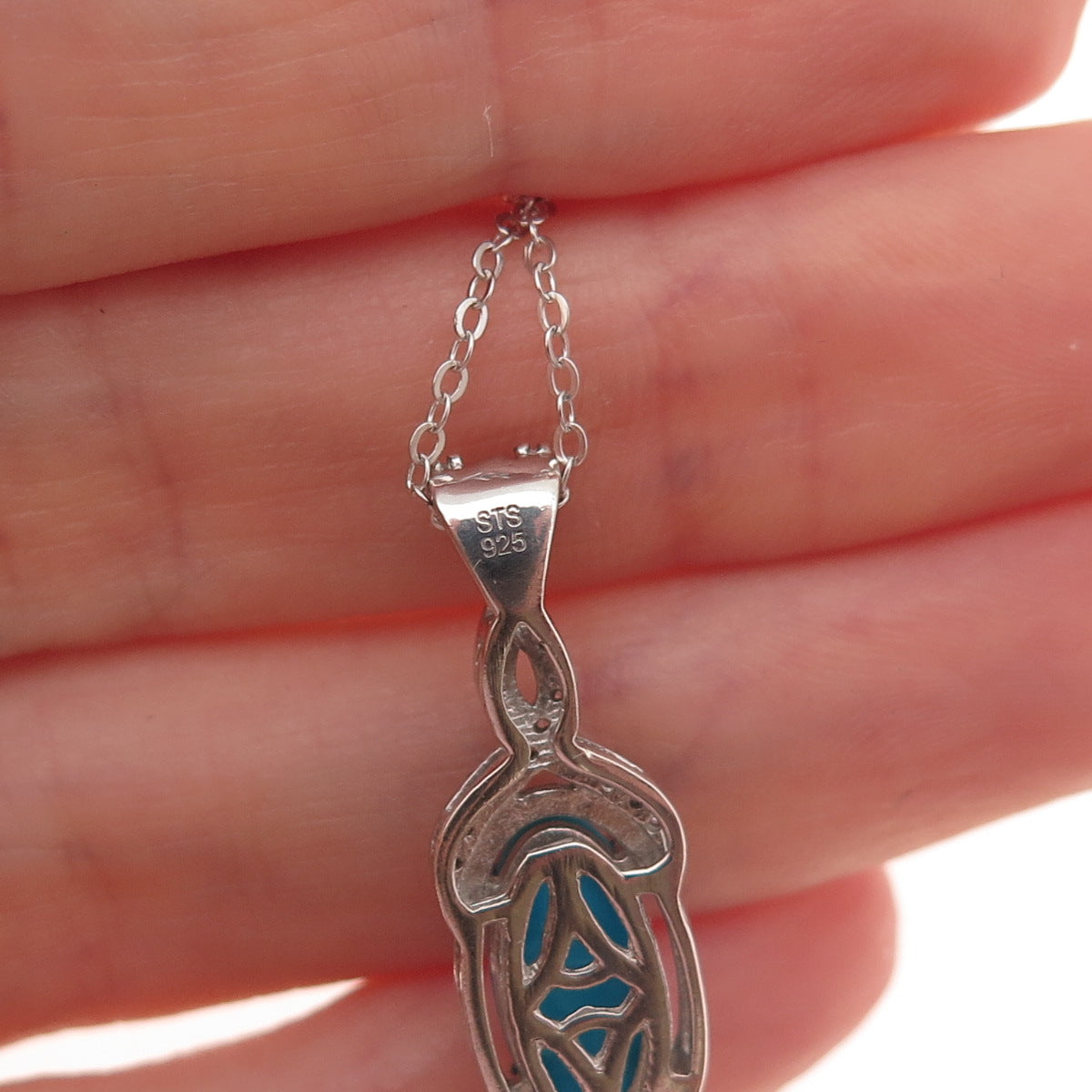 Chuck Clemency 925 Sterling Silver Real Turquoise & Topaz Chain Necklace 20"