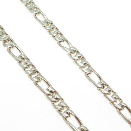 925 Sterling Silver Vintage Mexico Figaro Chain Necklace 22"