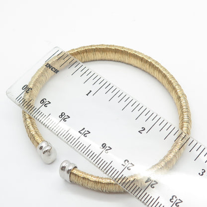 925 Sterling Silver 2-Tone Vintage Italy Jacmel Mauritius Adjustable Bracelet 7"