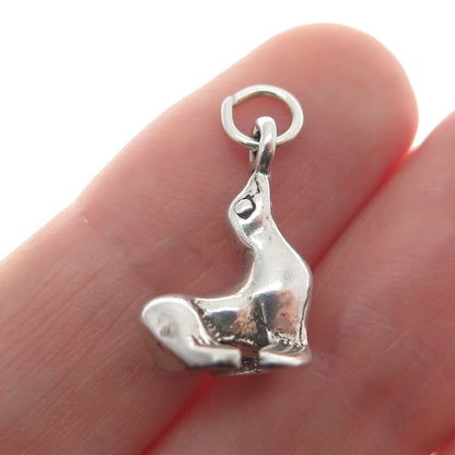 925 Sterling Silver Vintage Sea Lion Minimalist 3D Charm Pendant