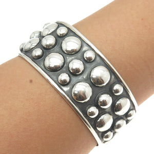 925 Sterling Silver Vintage Mexico Granulated Modernist Adjustable Bracelet 7.5"