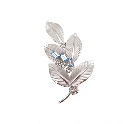Carl Art 925 Sterling Silver Antique Art Deco Rhinestone Floral Pin Brooch