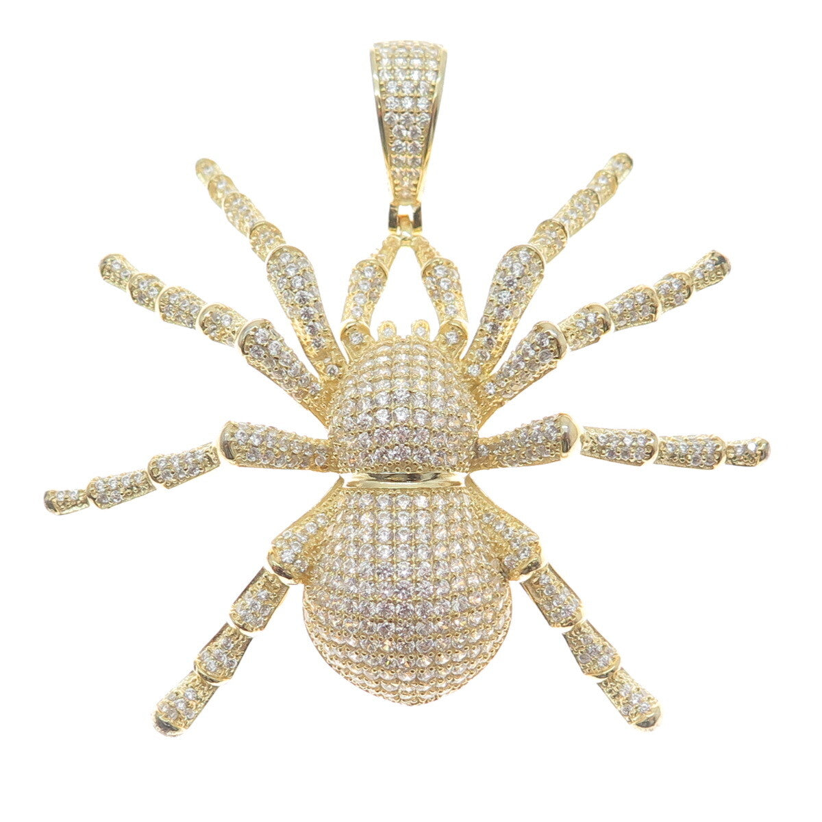 925 Sterling Silver Gold Plated Round-Cut C Z Spider Sparkle Pendant