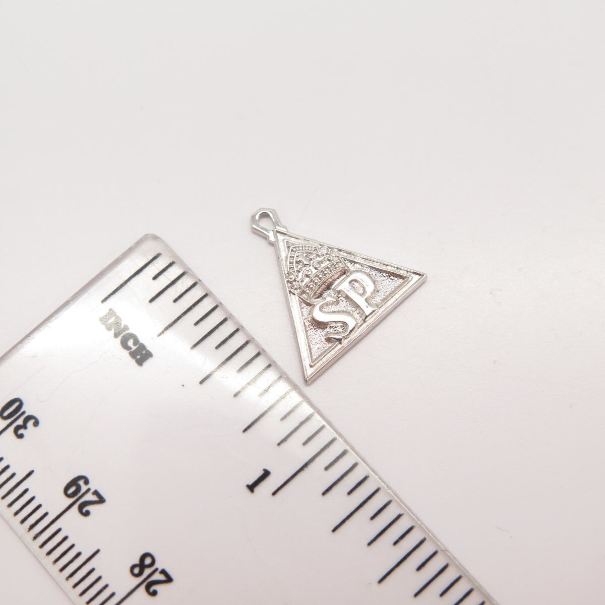 925 Sterling Silver Vintage Morgans Crown Triangle Pendant