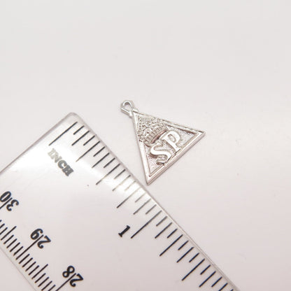 925 Sterling Silver Vintage Morgans Crown Triangle Pendant